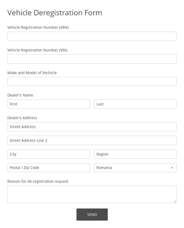 Vehicle Deregistration Form