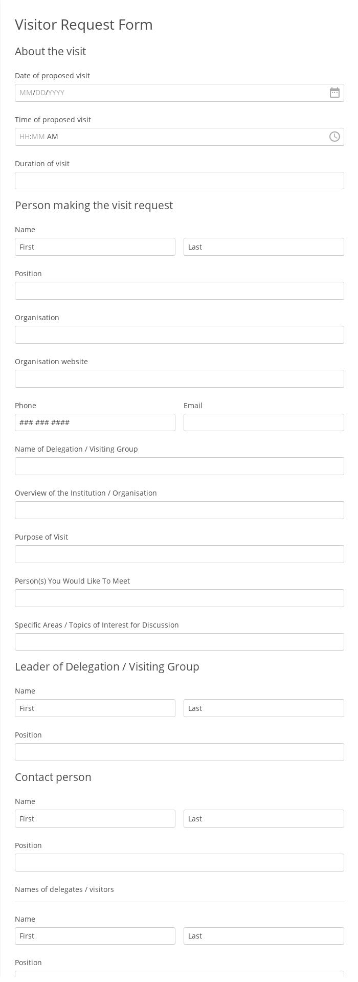 Visitor Request Form