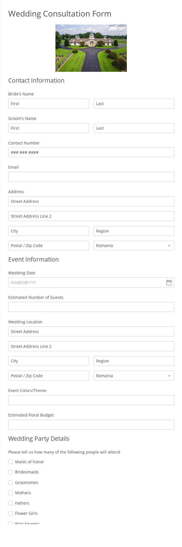 Wedding Consultation Form