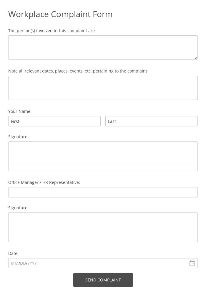 Workplace Complaint Form