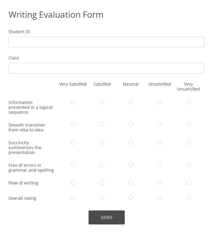 Writing Evaluation Form