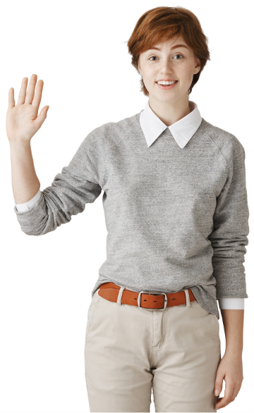 woman waving