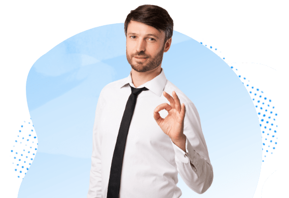 man wearing a tie showing the ok sign