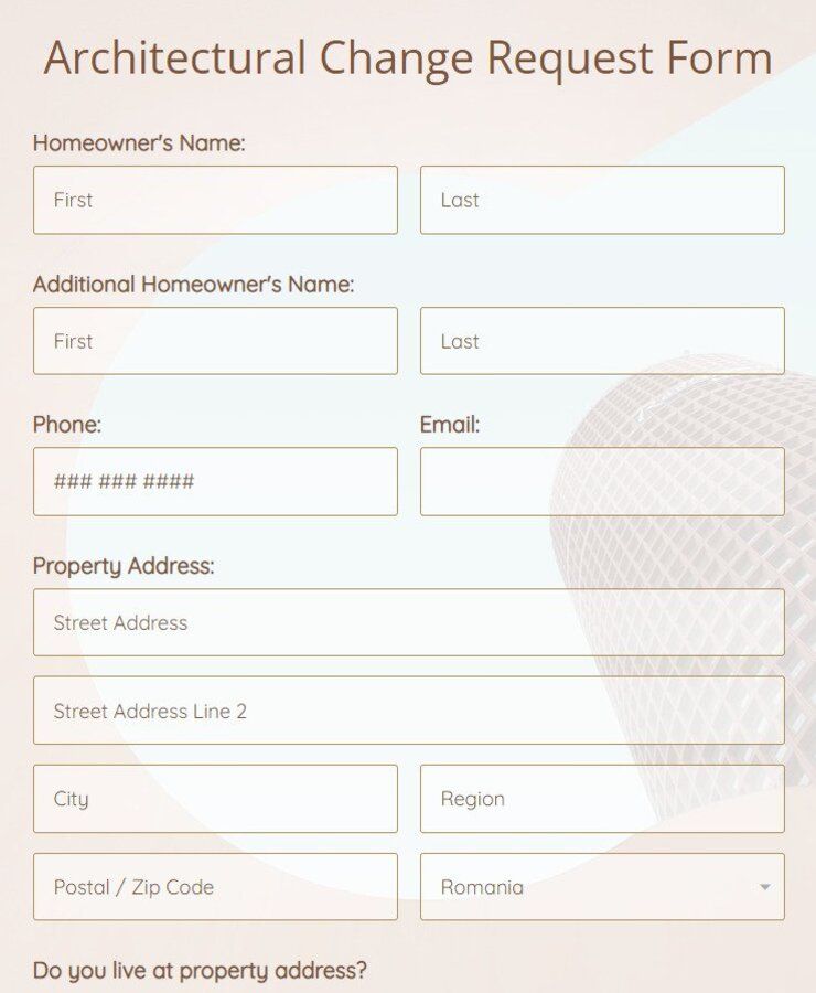 architectural change request form