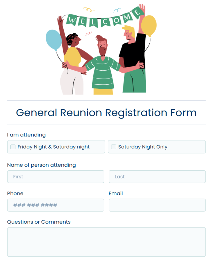 General Reunion Registration Form Template