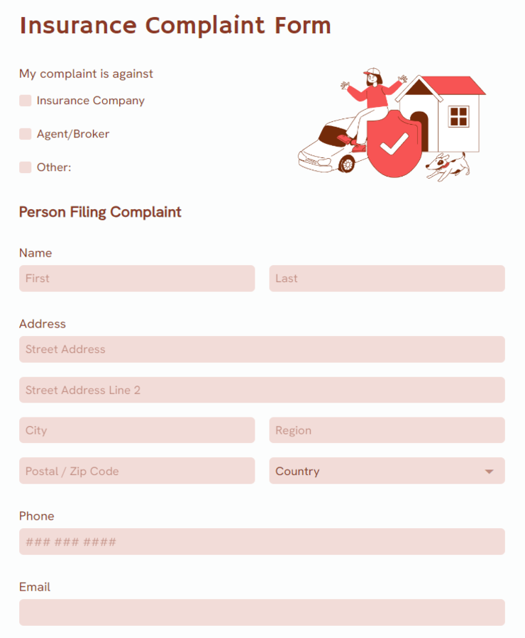 Insurance Complaint Form Template