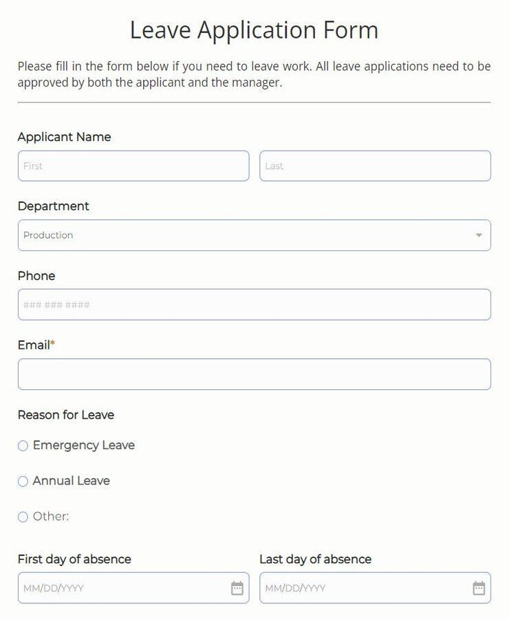 leave application form