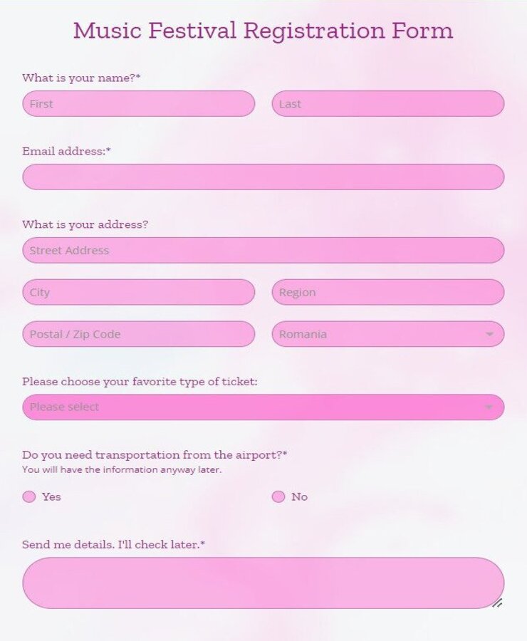 music festival registration form