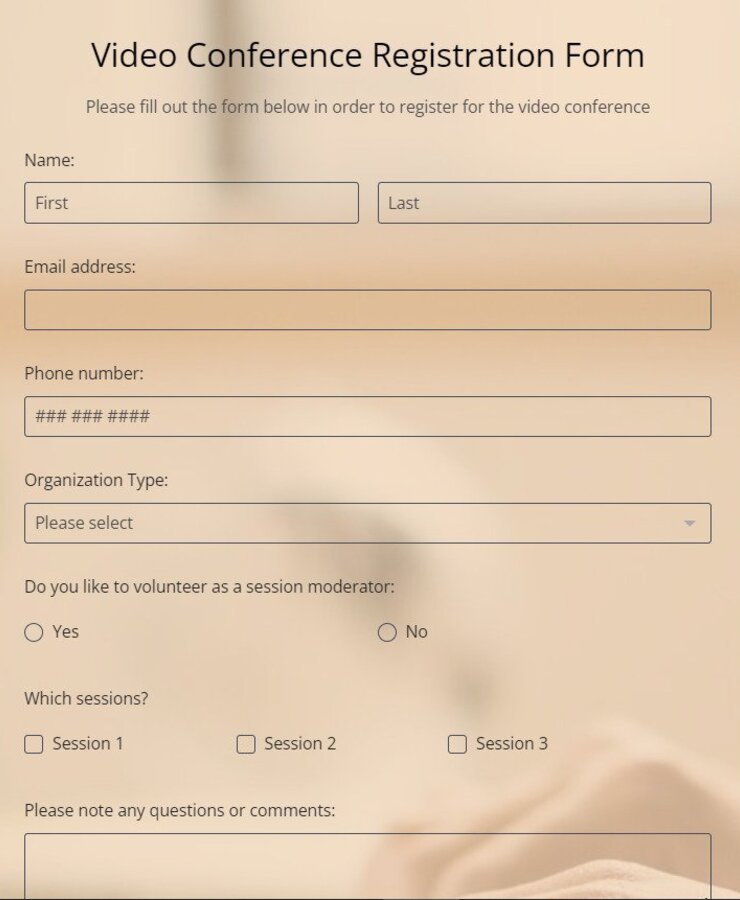 video conference registration form