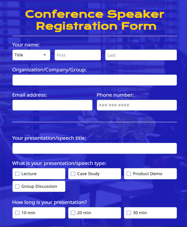 Speaker Conference Registration Form