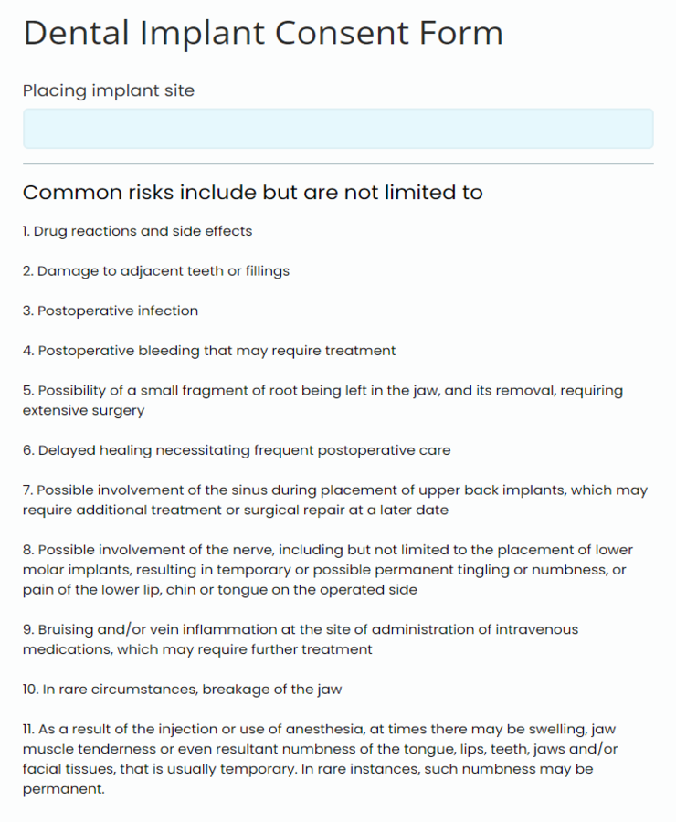 Dental Implant Consent Form