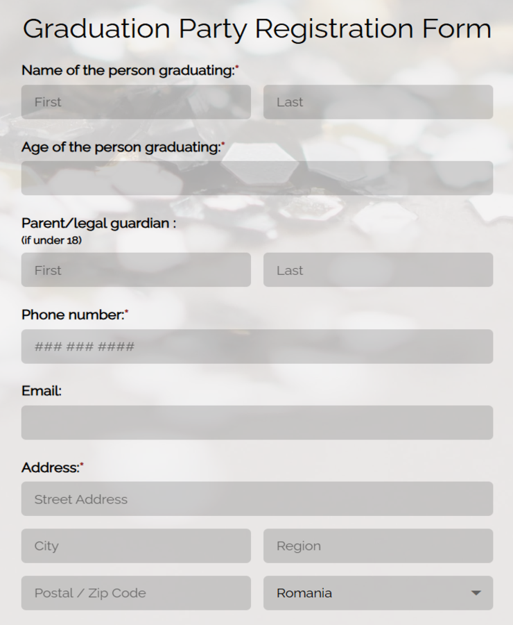 Graduation Party Registration Form Template