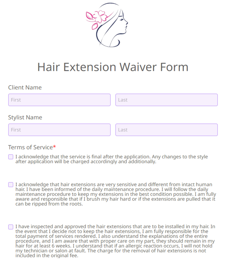 Hair Extension Waiver Form