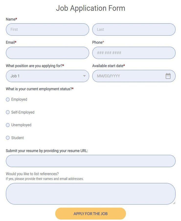 Free Job Application Form Template - 123FormBuilder
