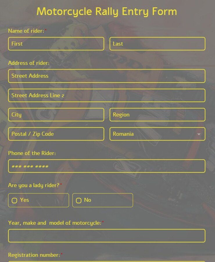 motorcycle rally entry form