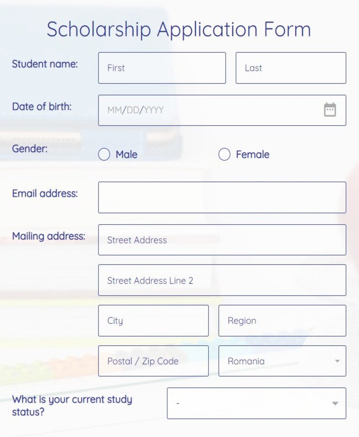 scholarship application form