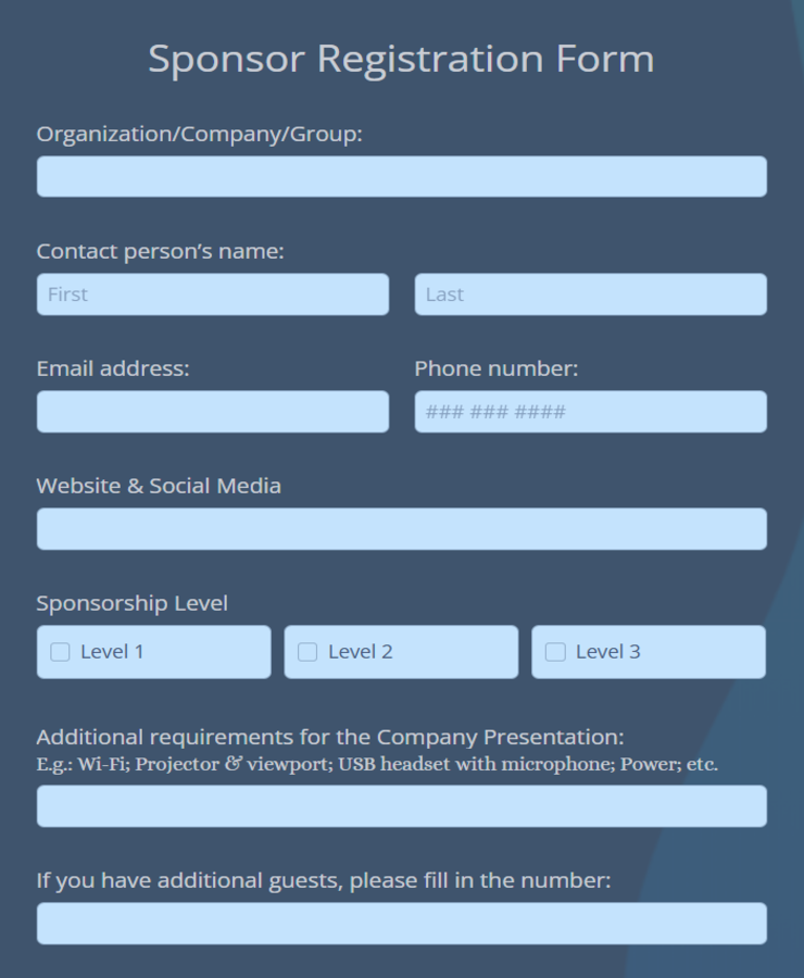 Sponsor Registration Form Template
