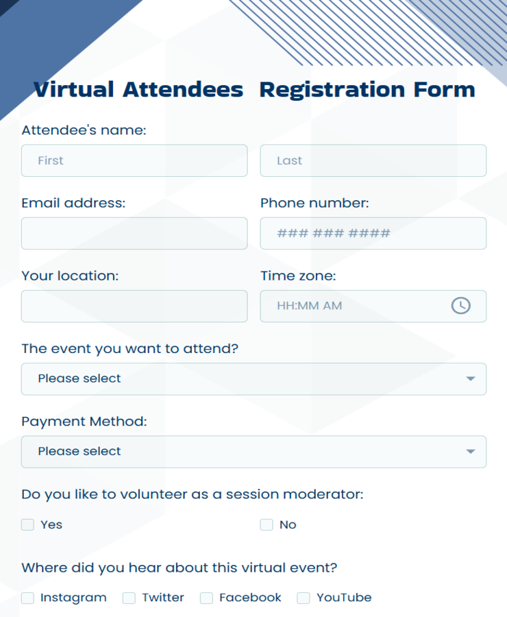 Virtual Attendees Registration Form Template