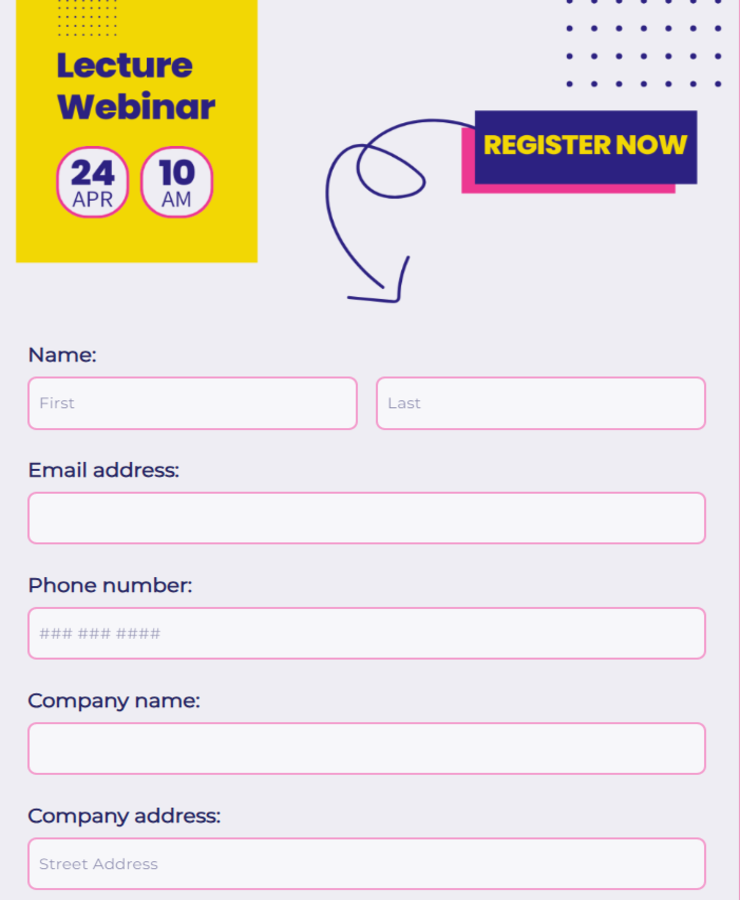 Webinar Lecture Registration Form Template