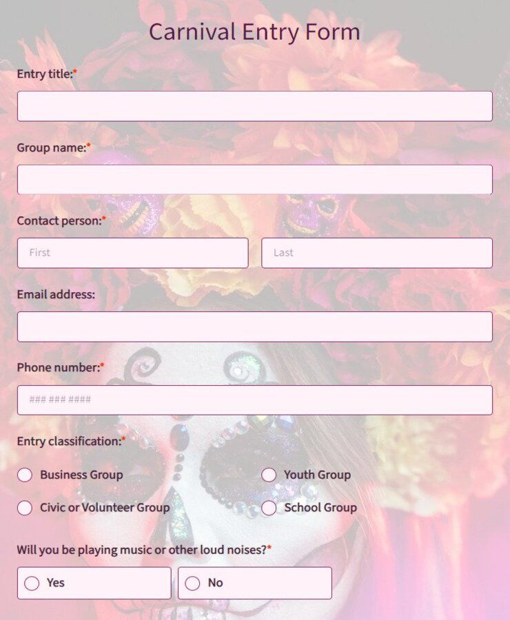 carnival entry form