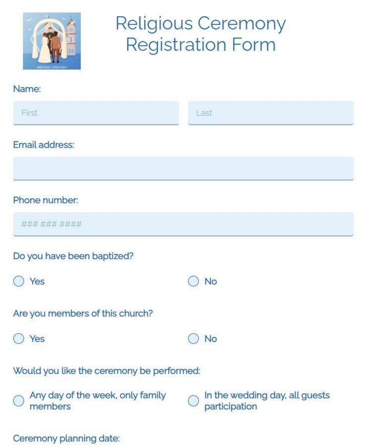 religious ceremony registration form