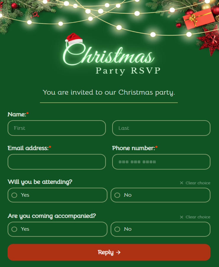 Christmas Party RSVP Form