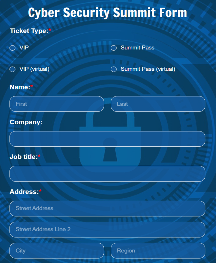 Cyber Security Summit Form Template