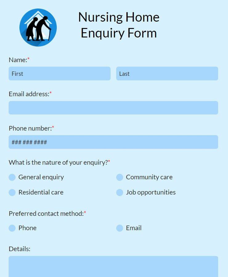 nursing home enquiry form