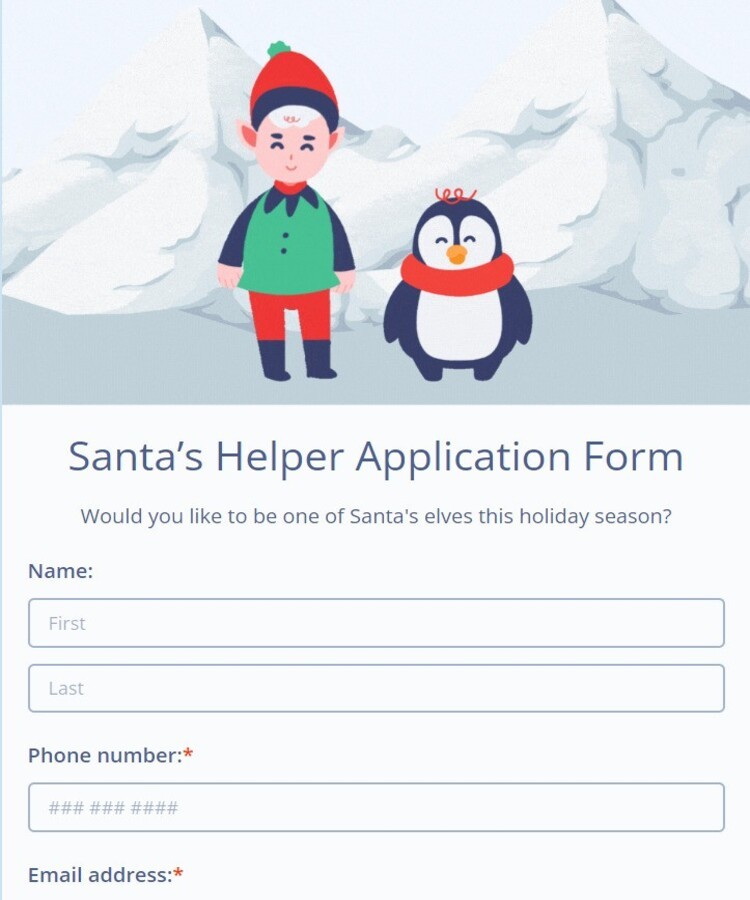 santa's helper application form