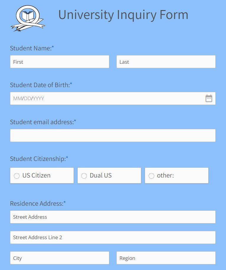 university inquiry form
