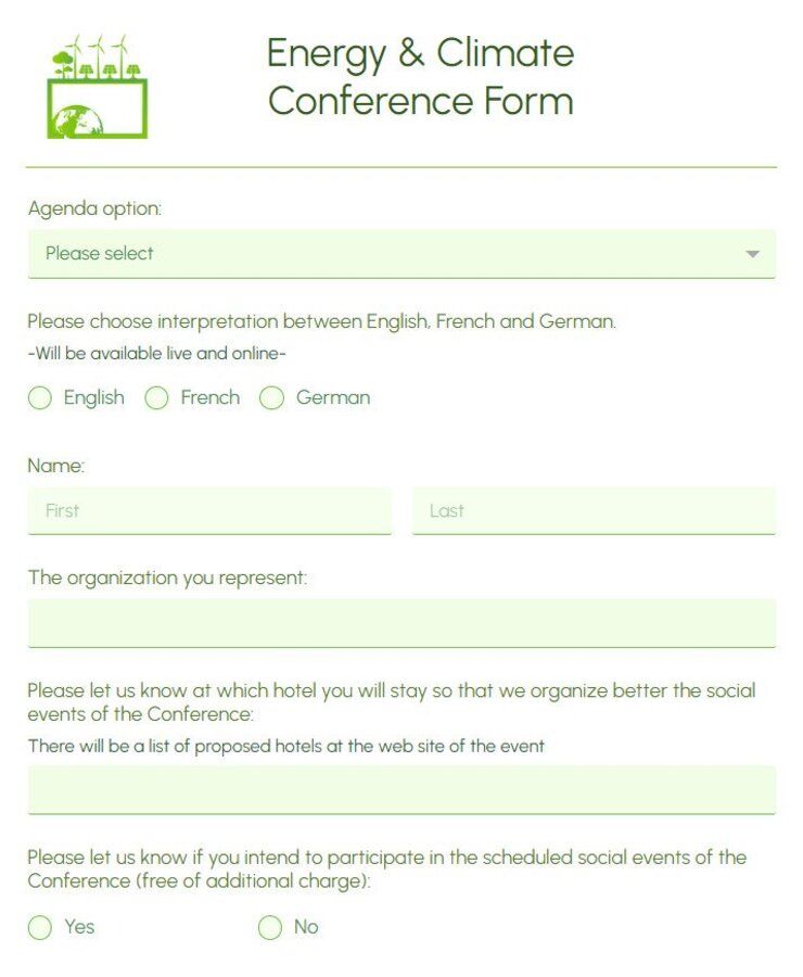 energy and climate conference form