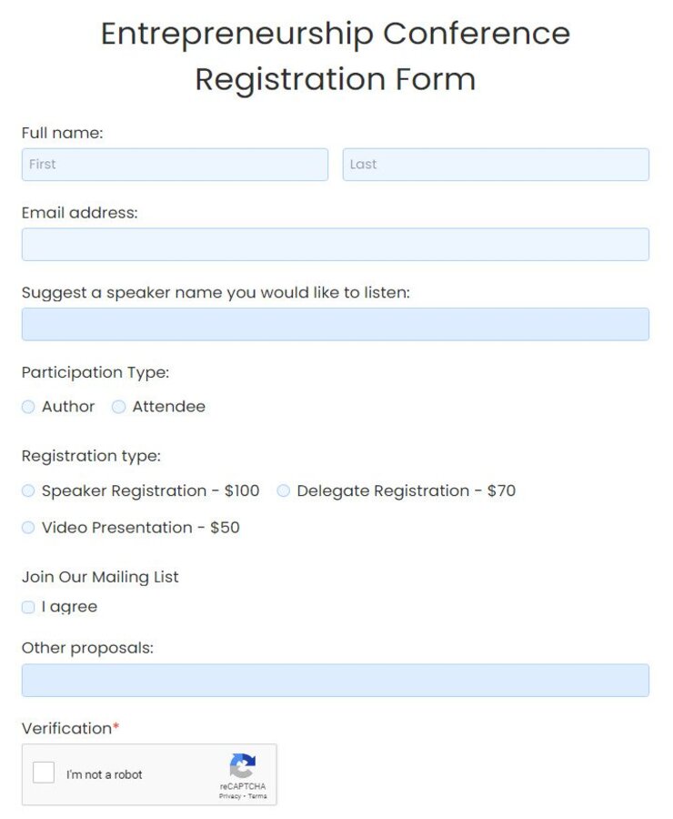 entrepreneurship conference registration form
