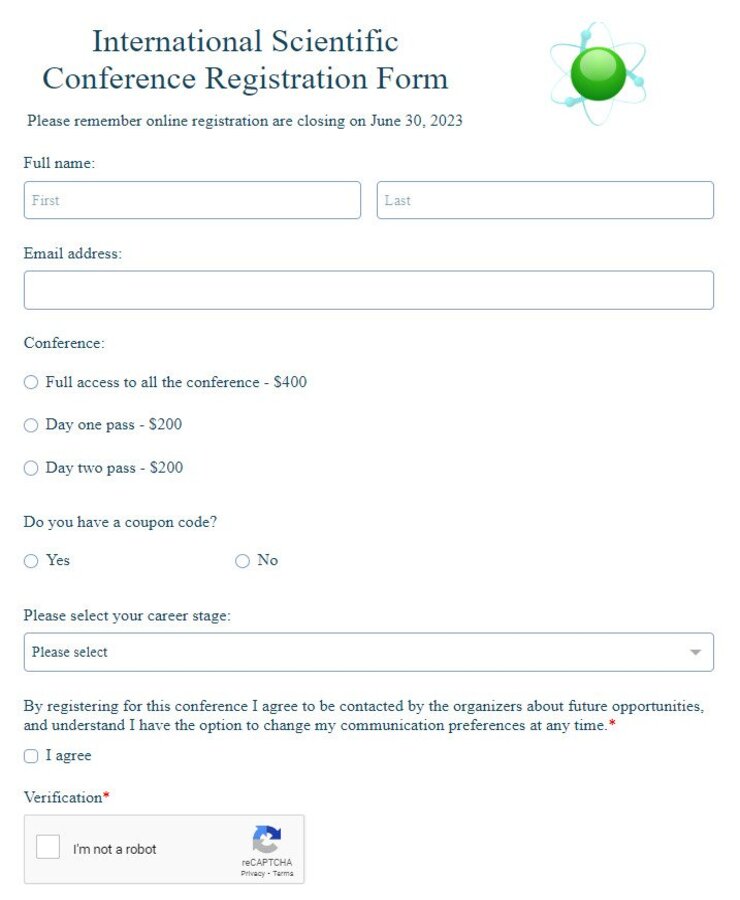 international scientific conference registration form