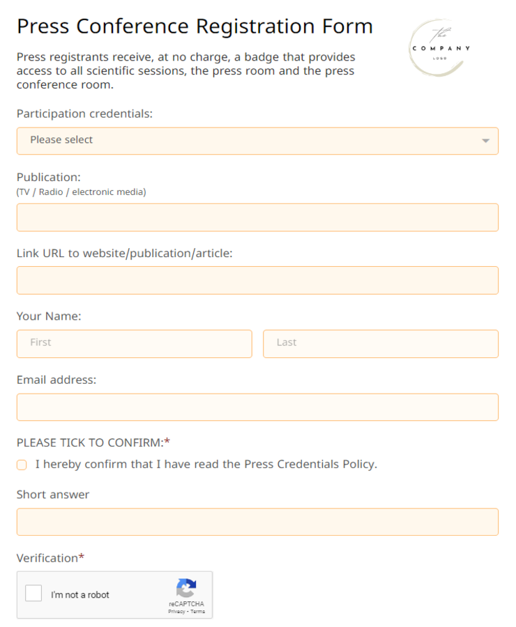 press conference registration form