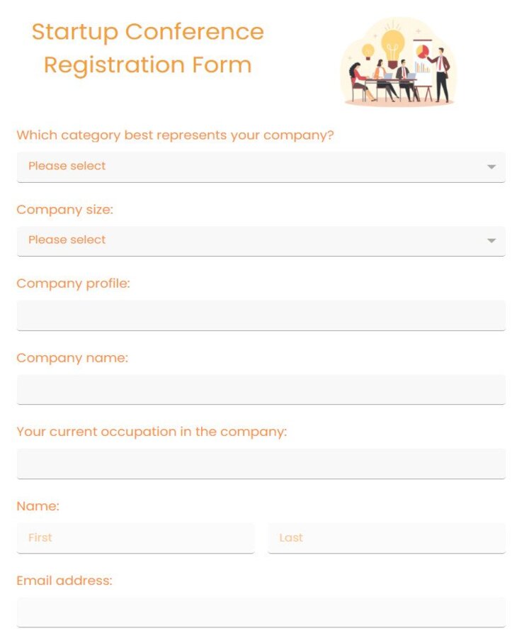 startup conference registration form