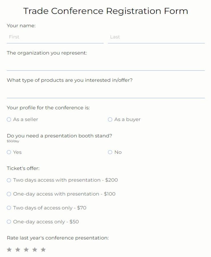 trade conference registration form