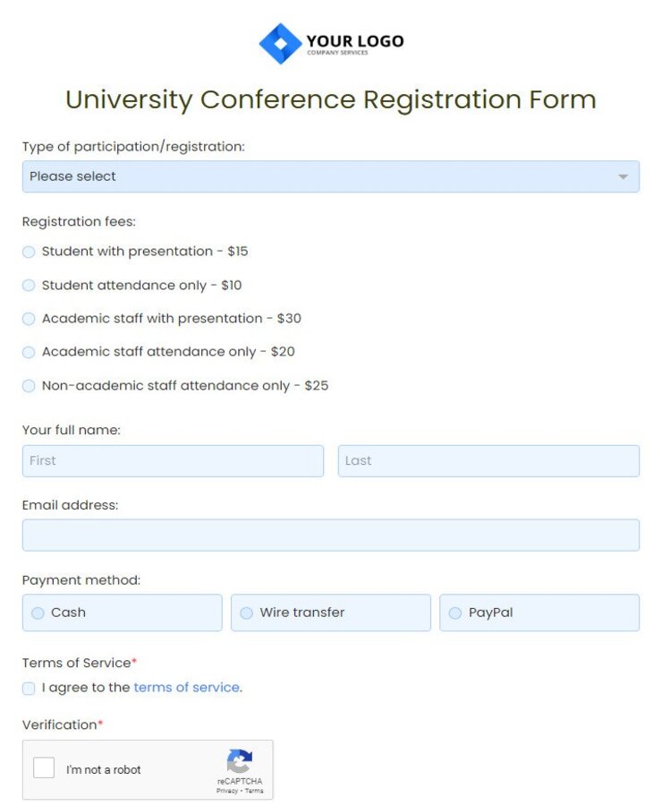 university conference registration form