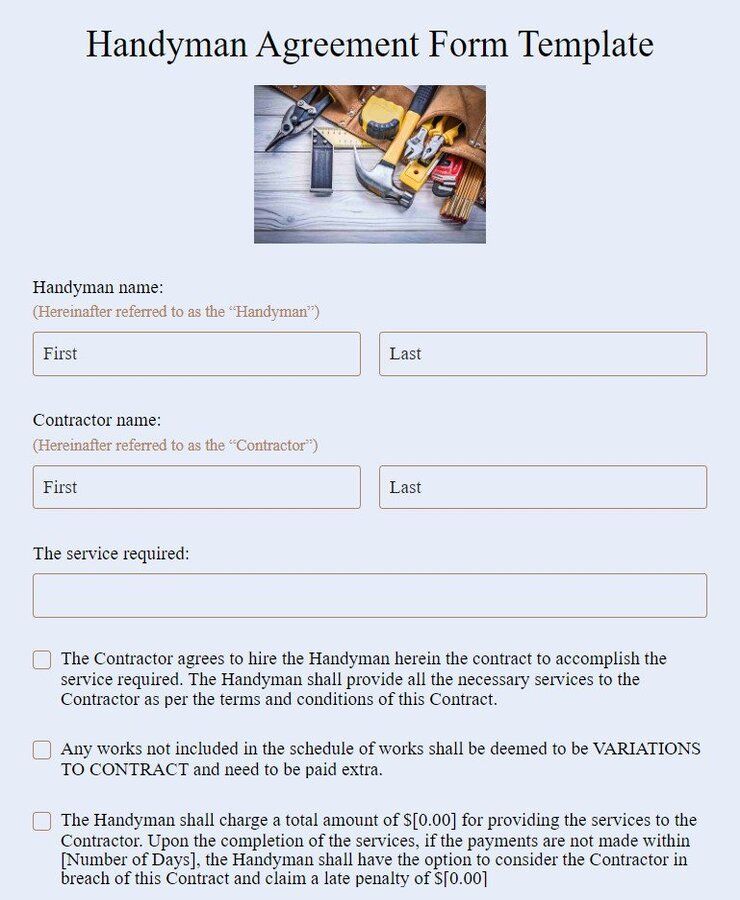 handyman agreement form template
