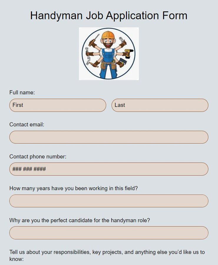 handyman job application form