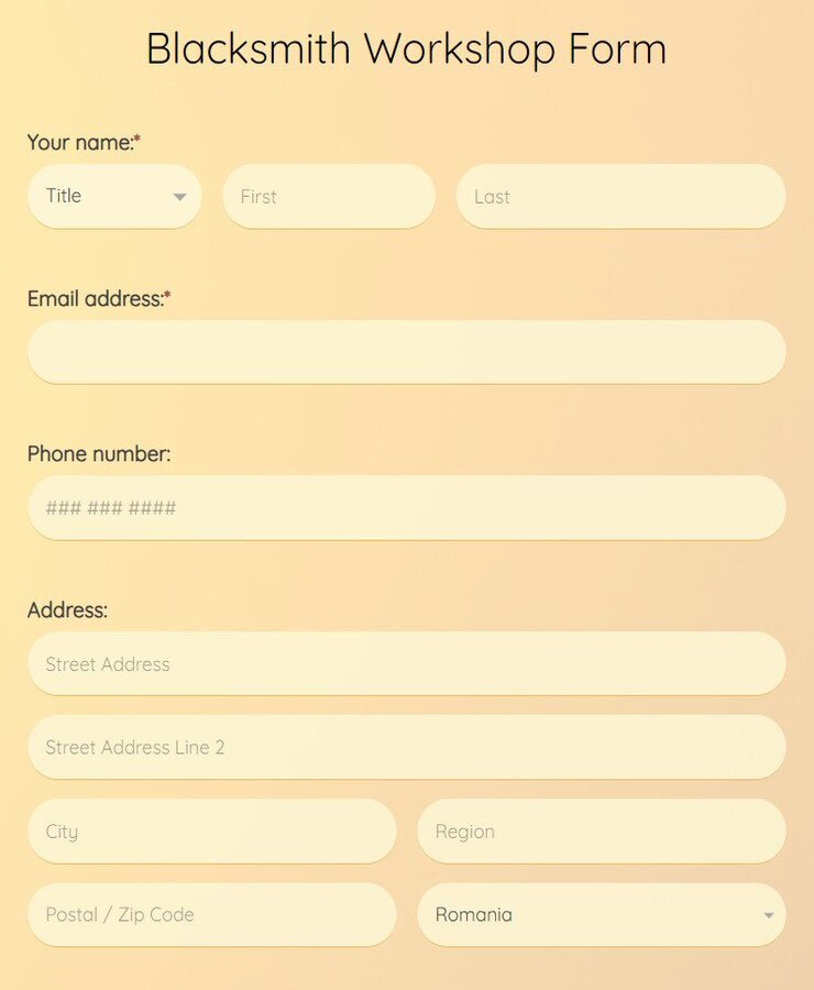 blacksmith workshop form