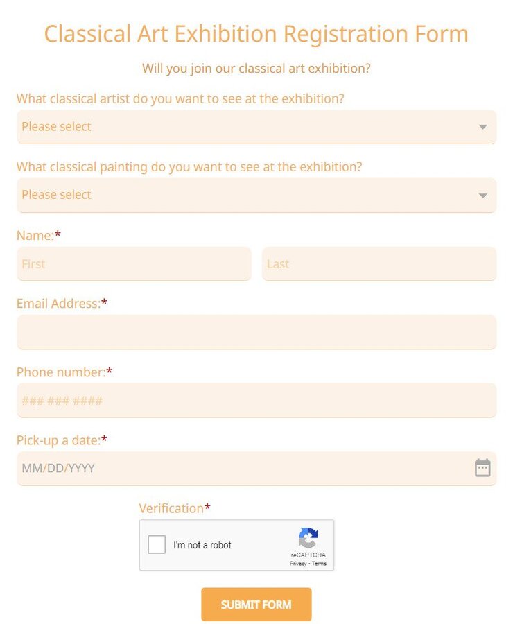 classical art exhibition registration form