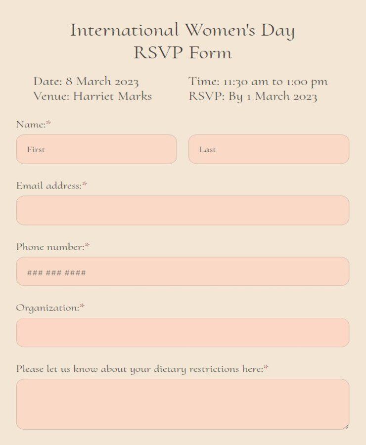 international women's day rsvp form