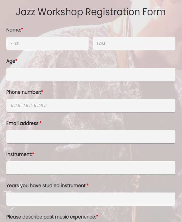 jazz workshop registration form