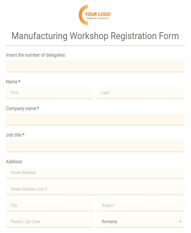 manufacturing workshop registration form