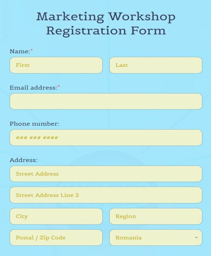 marketing workshop registration form