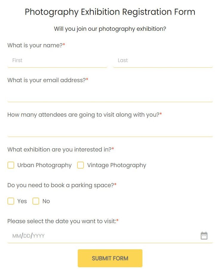 photography exhibition registration form