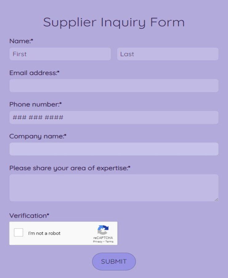 supplier inquiry form