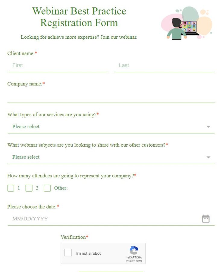 webinar best practice registration form
