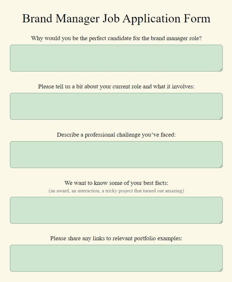 brand manager job application form