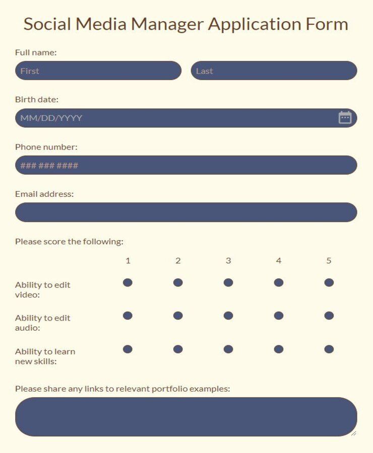 social media manager application form